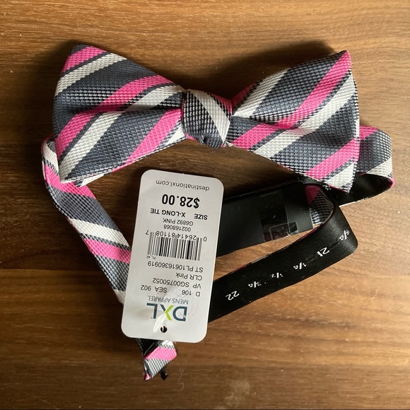 DXL Multicolor Stripe Bow Tie (Pre-tied, Adjustable) PLUS 2 Macy’s Ties - Picture 2 of 6